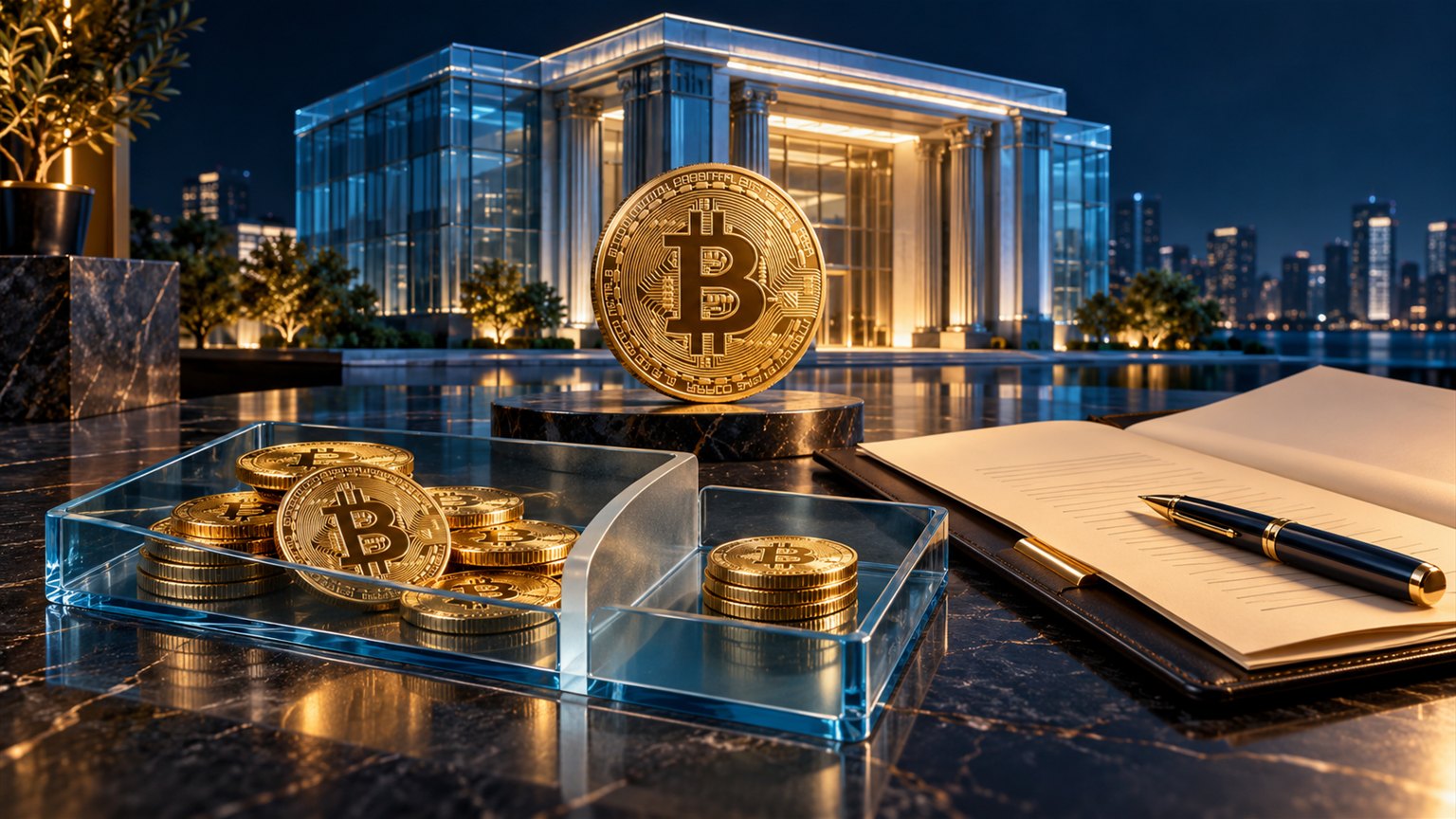 Moderne redaktionelle Illustration zum Artikel „Kapitalertragsteuer auf Krypto ab 2028: Was Börsen einbehalten sollen und was du tun musst“ über Krypto-Steuern